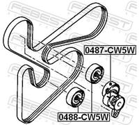 FEBEST 0488-CW5W Deflection / guide pulley, V-ribbed belt
