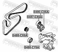 Deflection/Guide Pulley, v-ribbed belt for MITSUBISHI ASX FEBEST 0488-CY6A