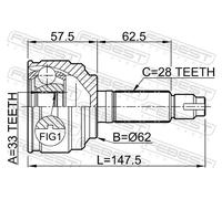 FEBEST 0510-052 Joint Kit, drive shaft for MAZDA