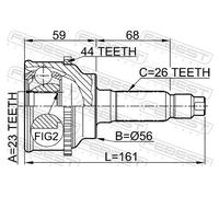 Fits FEBEST 0510-FRA44 OUTER CV JOINT 23X56X26