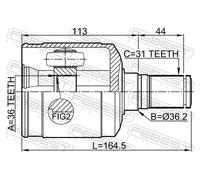 Fits FEBEST 0511-CX7LH INNER CV JOINT LEFT 36X36.2X31