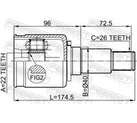 Fits FEBEST 0711-GVJBRH INNER CV JOINT RIGHT 22X40X26