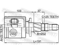 Fits FEBEST 0811-B12R REAR INNER CV JOINT 22X32X2520 ⭐UK Stock⭐