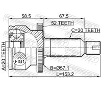 Fits FEBEST 1210-SFA52R OUTER CV JOINT REAR 20X57X30 ⭐UK Stock⭐