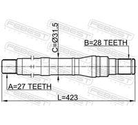 FEBEST FRONT RIGHT DRIVE SHAFT 1212SFBM FOR HYUNDAI