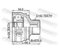 Fits FEBEST 1710-A7 OUTER CV JOINT 28X76.5X42