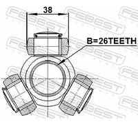 FEBEST 2116-FY26 Tripod Hub, Drive shaft