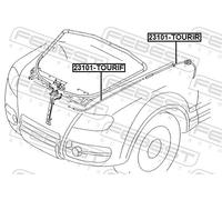 Bonnet opening cable Rear Fitting 23101-TOURIR FEBEST for VW TOUAREG
