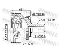 Fits FEBEST 2710-V70A48 OUTER CV JOINT 27X57X36