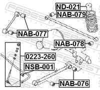 Febest Trailing Arm Bush NAB-078 - Rear Cross Lever Silent Block for Nissan Terrano R50 - UK Stock