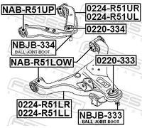 X2 PCS INNER BOTH SIDES L&R NABR51UP MOUNTING, CONTROL/TRAILING ARM FEBEST