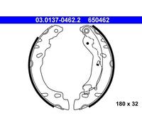 ATE Brake Shoe Set 03.0137-0462.2 - Rear - Fits FIAT & FORD: KA, 500, 500 C, Panda