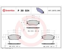 Brembo P30024 Front Disc Brake Pad - Set of 4