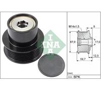Alternator clutch pulley 535 0288 10 INA for TOYOTA CITROËN PEUGEOT