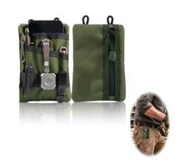 Fits Large Phone with Case EDC Pouch Pocket Organiser, Waxed Canvas Small Tool Belt Waist Pouch, Green Multipurpose Utility Gear Pocket Bag for Heavy Duty Multitool Flashlight Pen with Carabiner