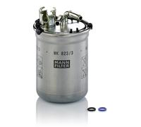 Mann Filter Fuel Filter WK823/3X - Inline 80mm OD 109mm H - Fits SEAT Skoda VW