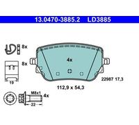 Fits ATE 13.0470-3885.2 BRAKE PADS. DB T. C118/X118/H247/X247/W177/W247 1.3-2.0