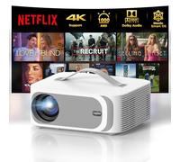 Projector-4K [AI Movin 1.0 System Netflix-Certified/36W DoIby Audio/Electric Focus] 30000 Lumen Native 1080P Outdoor-Projector with WiFi 6 and Bluetooth, Lisowod Smart Portable Proyector with HDR10+