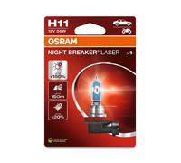 OSRAM NIGHT BREAKER LASER H11, +150% more brightness, halogen headlight lamp, 64211NL-1BL, 12V, blister (1 lamp), white