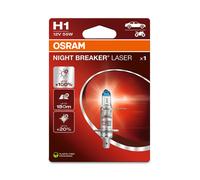 OSRAM NIGHT BREAKER LASER H1, +150% more brightness, halogen headlight lamp, 64150NL-1BL, 12V, blister (1 lamp), white