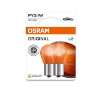 OSRAM ORIGINAL LINE 12V, PY21W, signal lamp, Metal Base, Double Blister, (2 lamps)