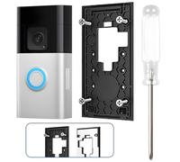 Fits Ring Doorbell Mount No-Drill, Compatible with Ring No-Drill Mount 2nd Gen 2020 Release, Strong Adhesive Backplate and Screw Fixings for Door Wall Apartment Home Office (Black)