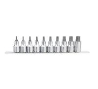 Toptul Star Bit Socket Set 10Pc 1/2 Inch Drive Torx T20 T70 Satin Chrome Gaag1006