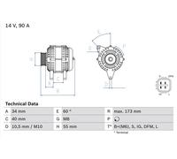 FITS TOYOTA AVENSIS SALOON 1.6 VVT-I ALTERNATOR 0 986 046 110 BOSCH