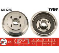 Brake drum TRW DB4275 for FORD FOCUS I (DAW, DBW) 2 1998-2004