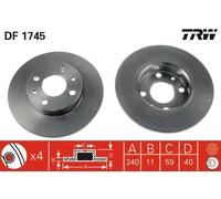 Fits TRW DF1745 brake disc FIAT P. 500/PANDA 07- DE Stock