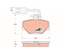 Fits TRW GDB852 Brake Pad Set, disc brake