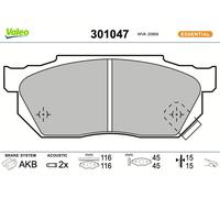 Fits VALEO 301047 Brake Pad Set, Disc Brake