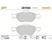 Valeo Set of 4 Brake Pads Essential 301564, Front Axle | Certified ECE-R90, Valeo Quality, Tested to Ensure Durability and Optimal Performance