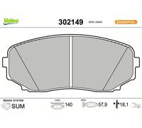 VALEO - Brake pads First - 302149 - Set of 4 pads - Front axle - Fully equipped with mounted accessories