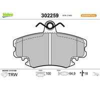 Fits VALEO 302259 Brake Pad Set, Disc Brake