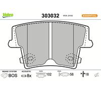 Fits VALEO 303032 Brake pads. ESSENTIAL