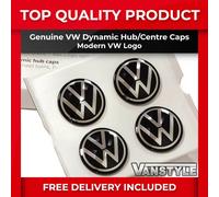 FITS VW T5 TRANSPORTER 03>15 GENUINE VW DYNAMIC SELF LEVELLING HUB CENTRE CAPS