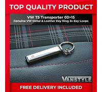 FITS VW T5 TRANSPORTER GENUINE NEW LOGO KEY RING KEY TAG KEYRING 2X LOOPS GIFT