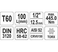 Fits YATO NARZDZIA YT-04328 "SOCKET BIT TORX 1/2"" T60 L100MM"