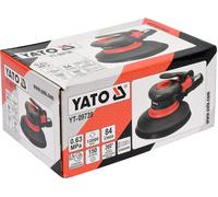 YATO Professional Compressed air Orbital Sander, Diameter 150 mm, Extra Light and Handy Design, 12,000 RPM, 84 l/min, 360° Vacuum Cleaner Connection, Velcro Sanding disc Sander, disc Sander, red