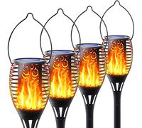 FITSAN 4Pack Solar Torch Light with Flickering Flame, Upgraded 3in1 Solar Lights Outdoor Hanging Lantern, Waterproof Landscape Decoration Lighting for Garden Yard Pathway Driveway, Auto On/Off