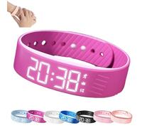 Fitsleeps Alarm Clock Watch, Fitsleeps Alarm Bracelet, Fashion Silent Alarm Wristband, Silent Vibration Wake Up Wristband, Snooze-Free Smart Watch for Men and Women Daily Use (Rose)