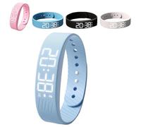 Fitsleeps Silent Vibration Wake Up Wristband,Silent Vibration Wake-Up Wristband for Deep Sleepers,Comfort Rechargeable Wearable Alarms Clock,7 Days' Battery, Ip65 Waterproof (Blue)