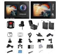 FitSpark Eagle i15 ProMax Real 4k30FPS 20MP WiFi Action Camera Touch Screen EIS Stabilization Dual Screens Underwater Waterproof Sports Camera, 2 Batteries, Dock, External Microphone, Accessories Kit