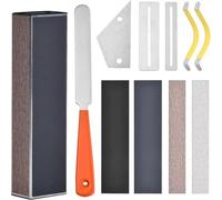 FiTspi 11PCS Guitar Luthier Tool Kit, Fret Crowning File Rocker Fingerboard Protectors, Fret Leveling Beam, Fret Rocker, String Spreaders and Sandpaper