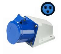 FiTspi 16A 220V 3 Pin Mains Hook Up Socket, Outlet Female with Flap Weather Proof Industrial Sockets, Surface Mount Angled Plug for Camper Caravan Motorhome