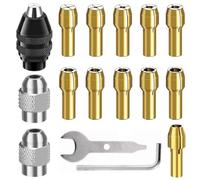 FiTspi 16Pcs Drill Chuck Collet Set for Dremel Rotary Tool, 0.5-3.2mm Shank Replacement 4486 Rotary Tools Keyless Quick Change Chuck Accessory for 3000 4000 7700 8200