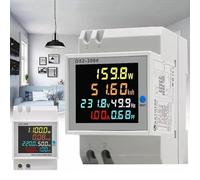 FiTspi 230V 100A AC Electric Energy Meter Calibrated, Single Phase Power Meter Monitor with DIN Rail LCD Screen, 6 in 1 Multimeter Current Voltmeter Ammeter Watt Kwh Frequency Power Meter