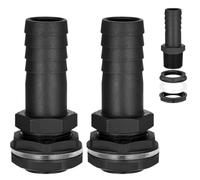 FiTspi 2Pcs Garden Water Tank Overflow Vent, 25mm Water Butt Barbed Linking Pipe Connector with Nut & Washer, Double-Threaded Nozzles Suitable for Rain Barrels, Garden Taps, Outdoor Watering Systems