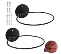 FiTspi 2Pcs Wall Mounted Ball Holder, Basketball Display Stand, Football Storage Rack with Screw & Inflatable Kit, Versatile Ball Stand for Football Basketball Volleyball Rugby